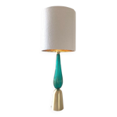 Lampe de table en verre de murano en laiton doré brossé vert-mer