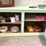 Low green patinated furniture