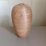 Vase ovoide soliflore en céramique beige vintage années 70
