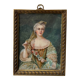 19th-century miniature depicting an 18th-century woman, bronze frame