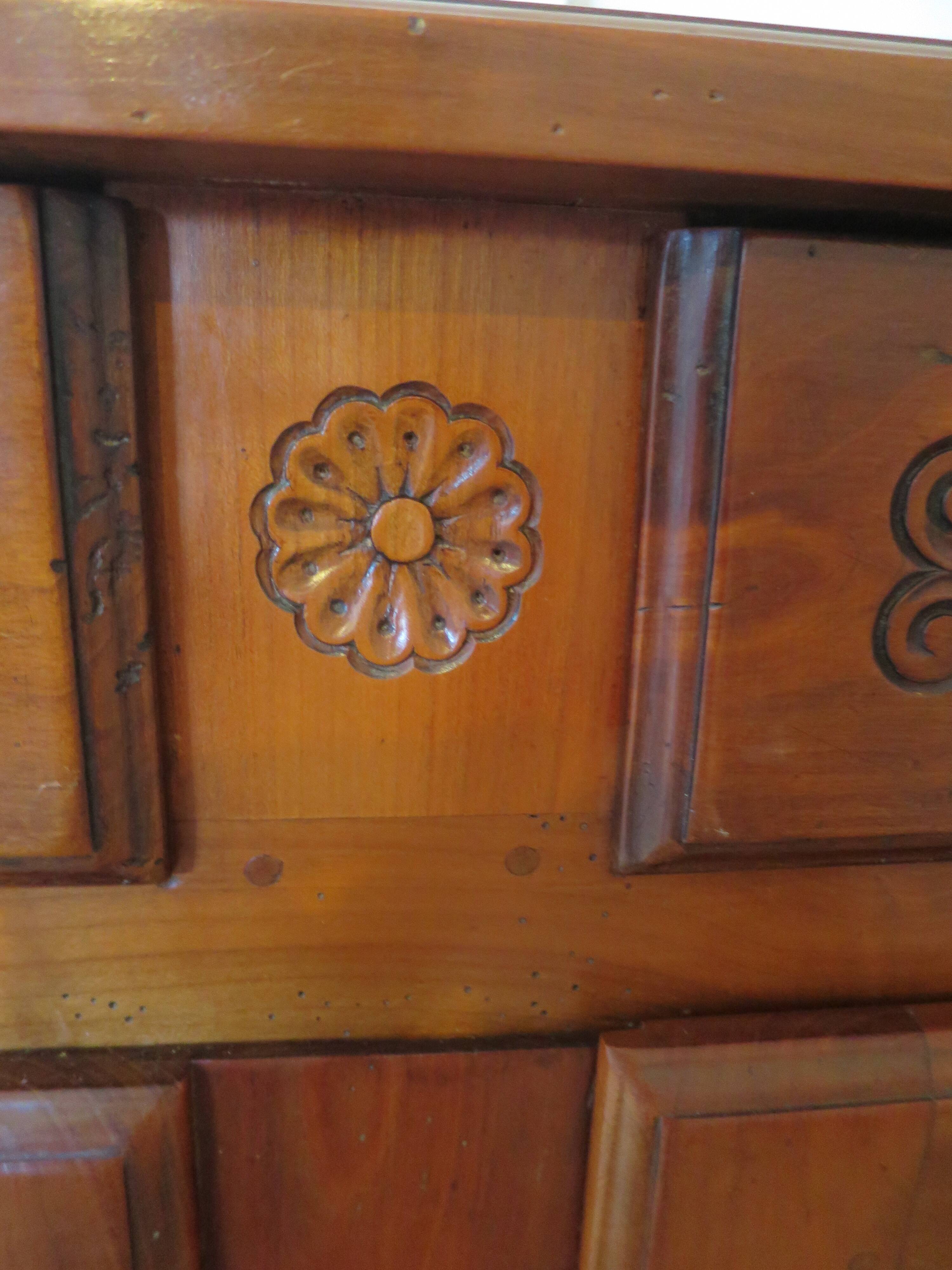 Rustic buffet Louis XV-Regency-jointed-massive wood-snail feet