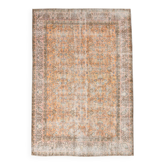 Grand tapis vintage orange citrouille 7x10 204x296 cm