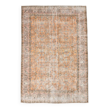 7x10 Pumpink Orange Large Vintage Rug 204x296Cm