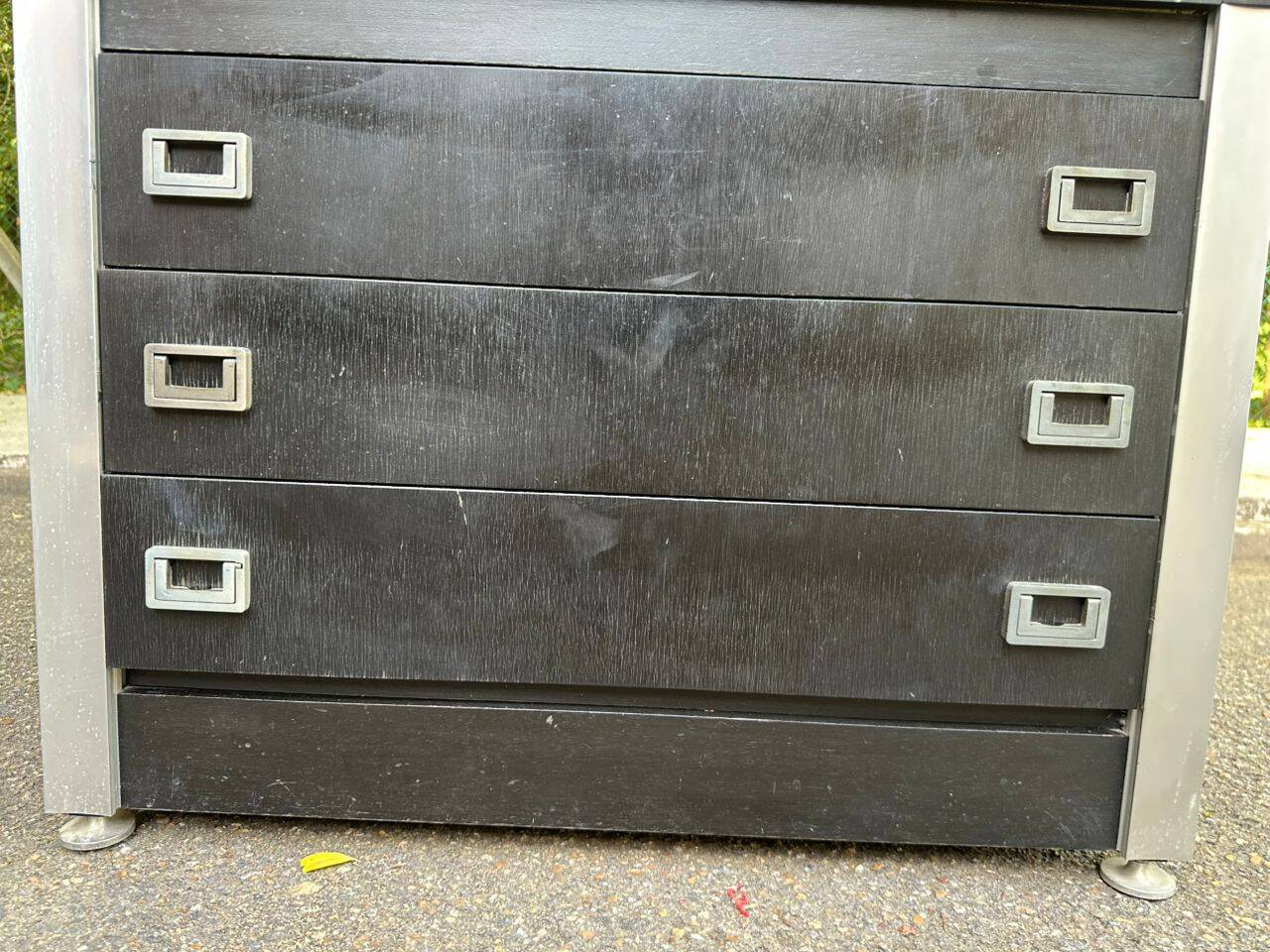 Commode industrielle noire et grise, années 80