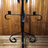 Ancien chandelier 5 feux bougeoirs fer forge noir vintage #a577