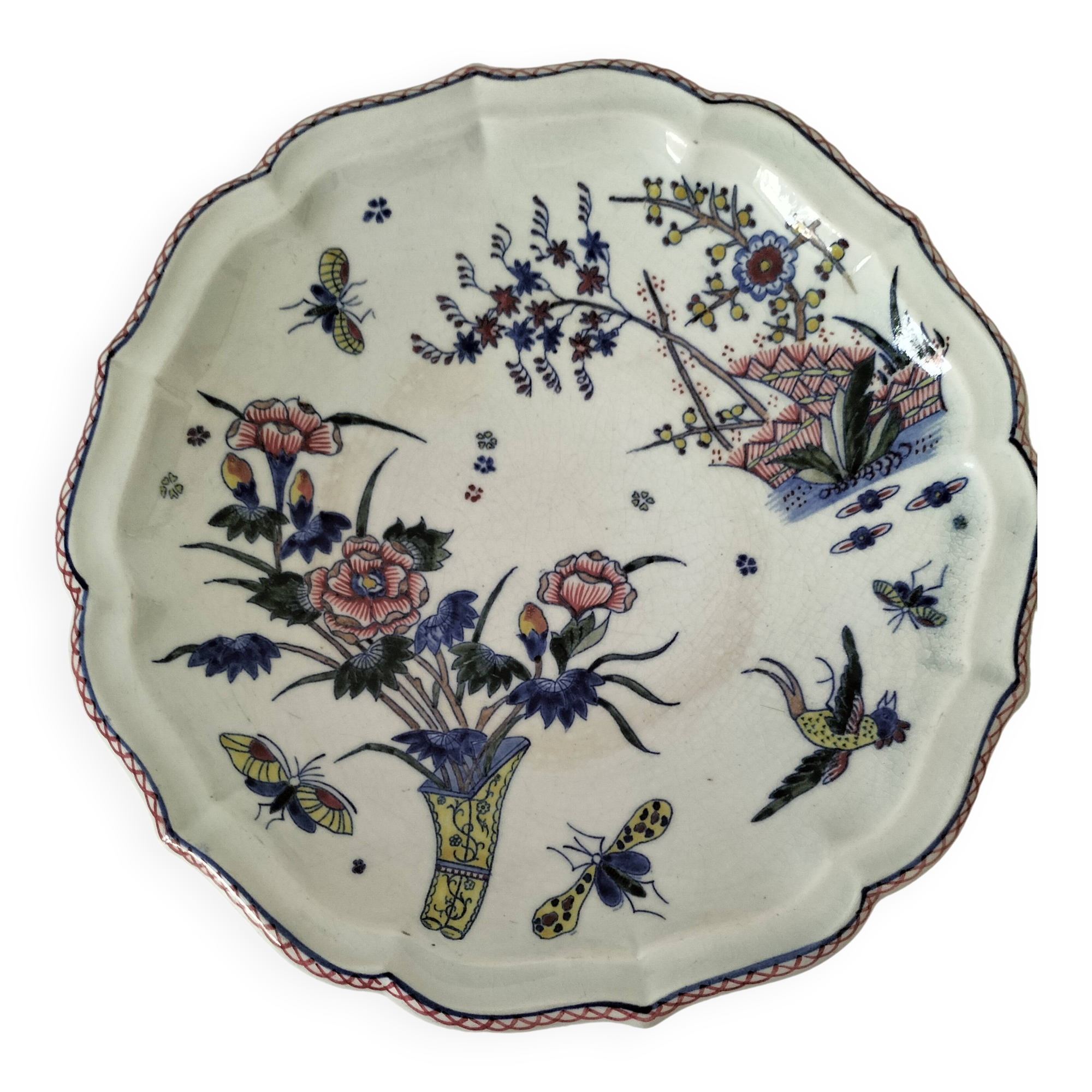 Plat faïence de Desvres – Décor sur les deux faces – Vers 1890-1910