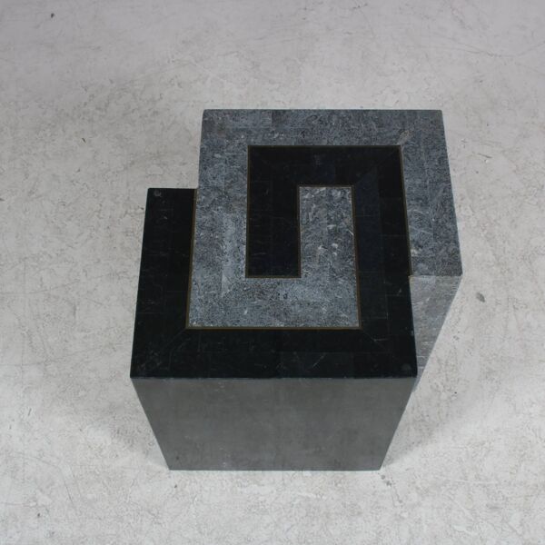 Table basse en pierre à mosaïque des années 1980 par Maitland-Smith, États-Unis