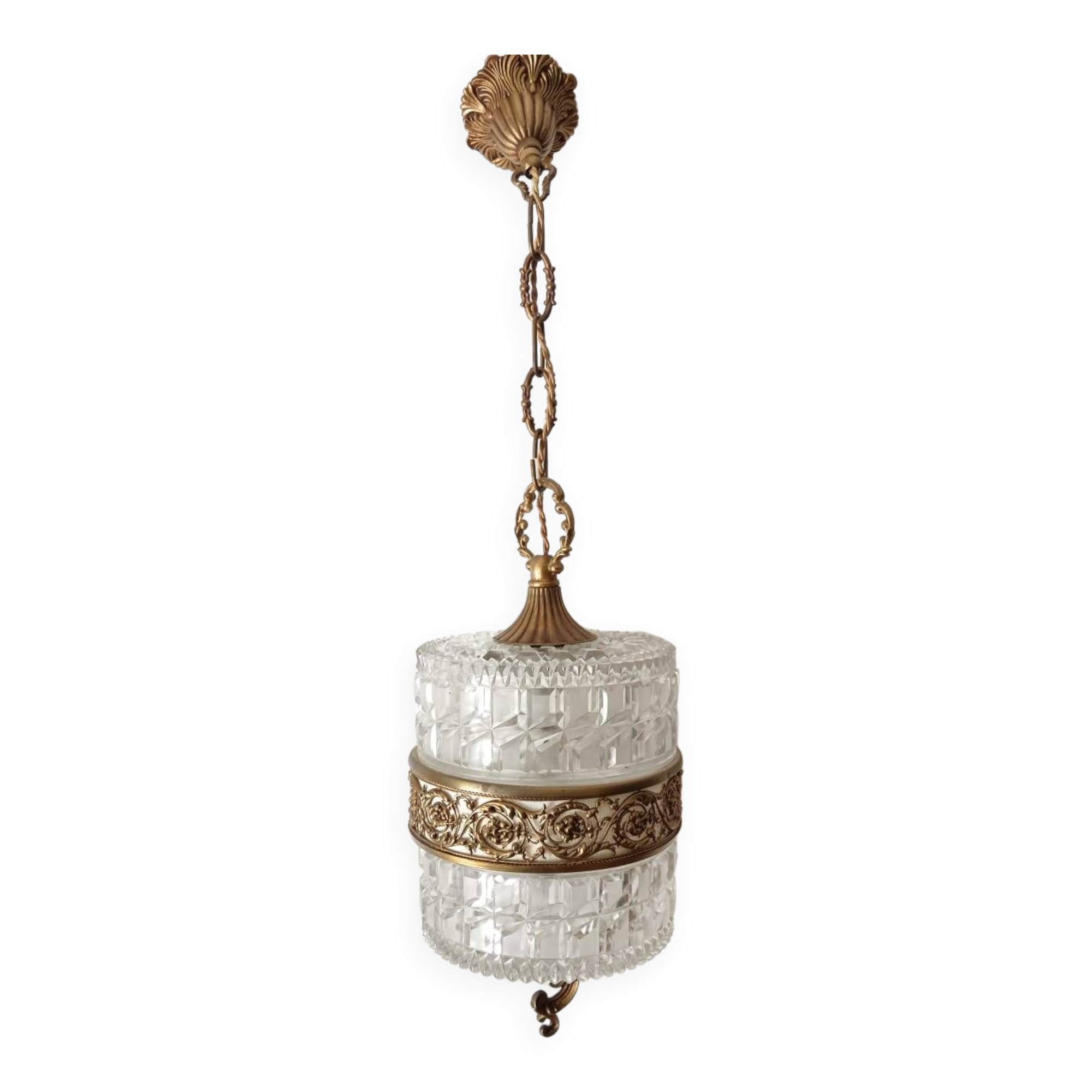 Suspension verre et laiton année 70