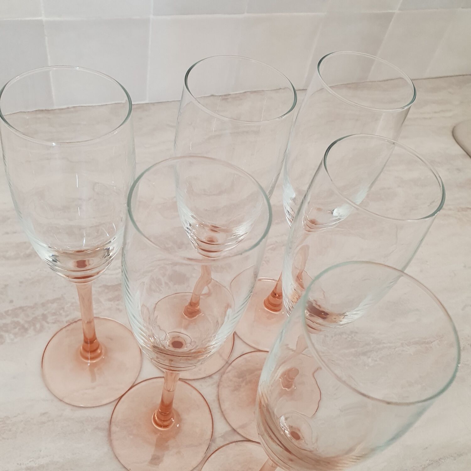 Pink stem champagne flutes