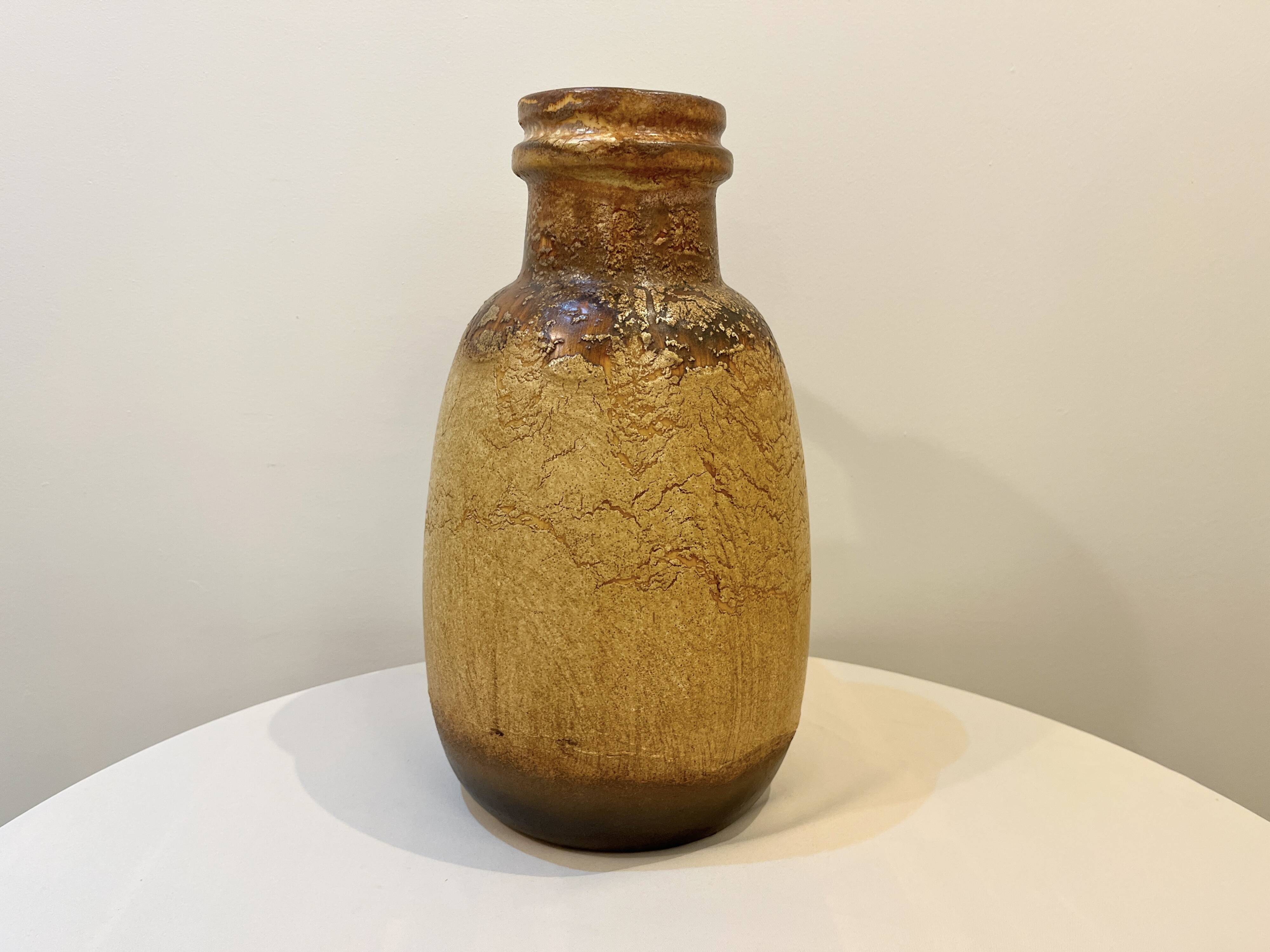 XXL Floor vase ceramic beige brown Scheurich 417-42 Fat Lava West Germany vintage 1950s 1960s