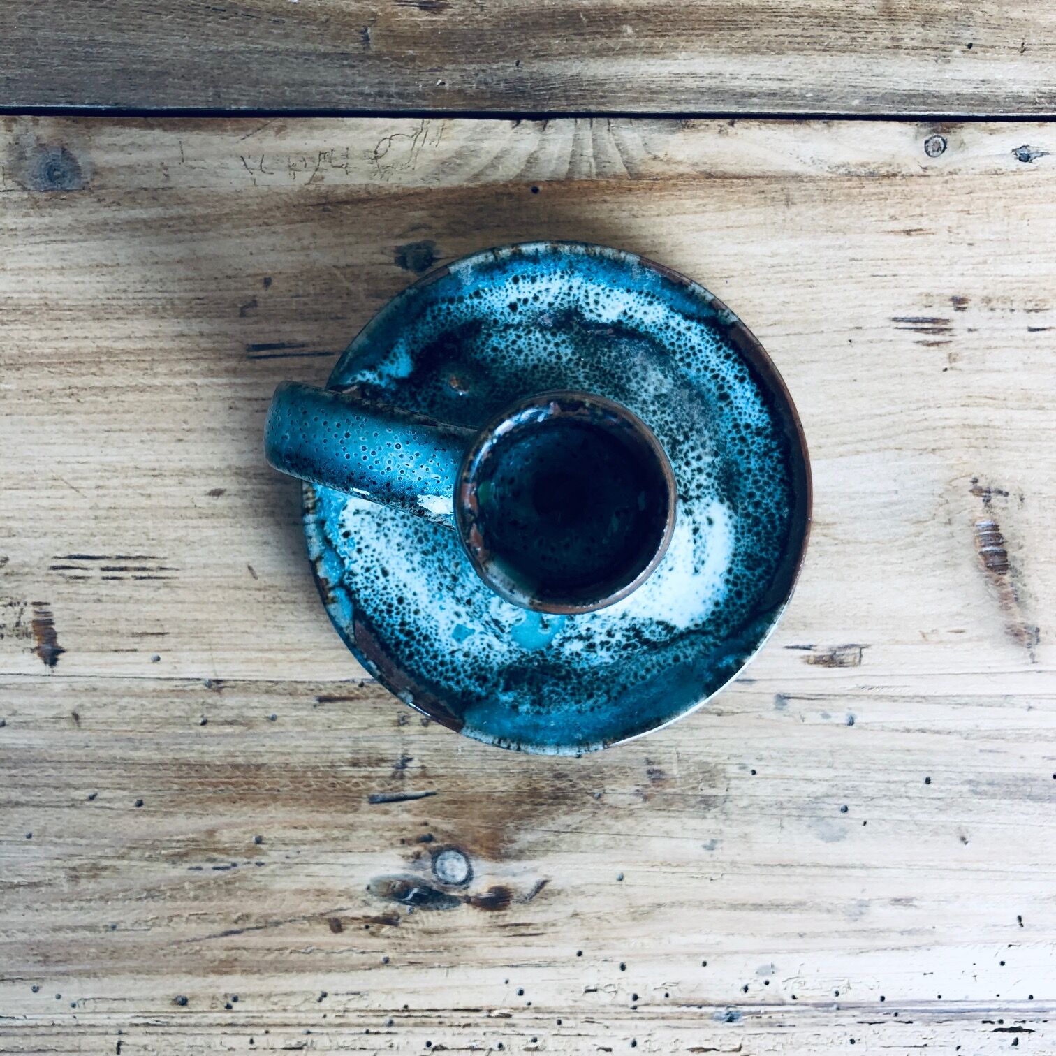 Blue glazed varnished sandstone cellar rat candlestick