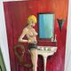 Painting Woman in the Bathroom - Signed Danon, Art Deco Style