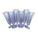 6 Art Deco champagne flutes blue glass cut from 10 flat ribs on peedouche