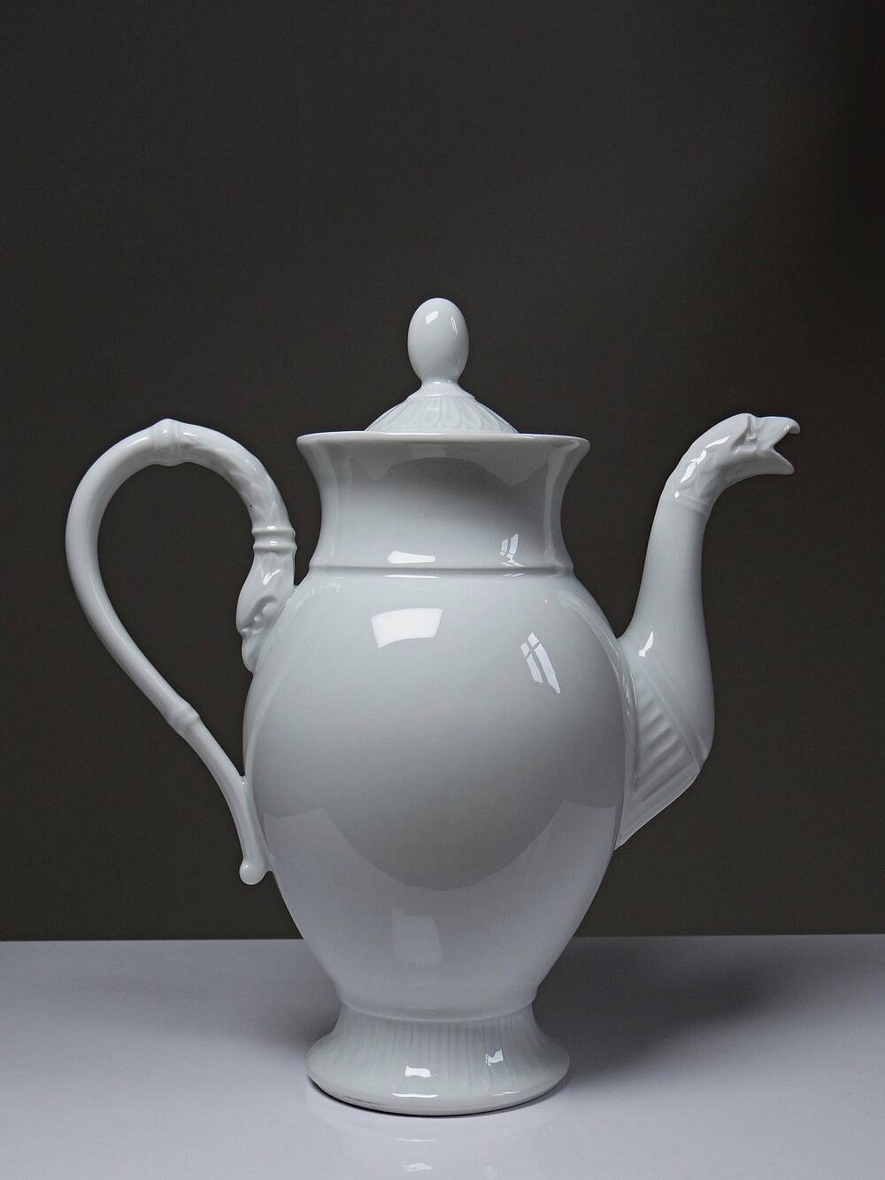 "Eagle" teapot, very fine white porcelain from Limoges by Raynaud, 1970s