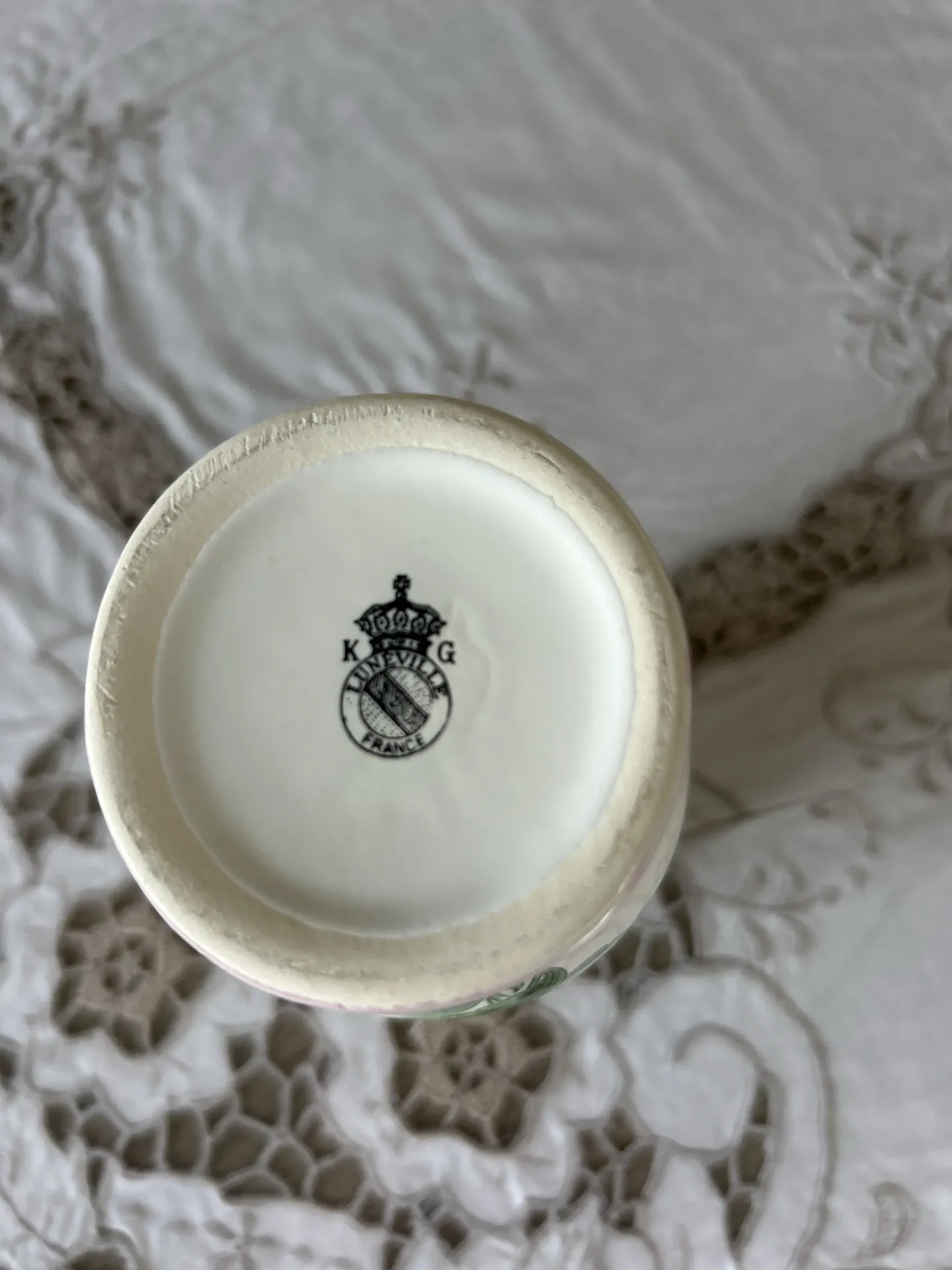 Old small faience vase Lunéville K&G lamp post decoration 13