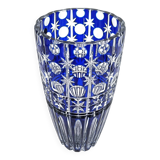 Cobalt blue cut crystal bohemian vase, 1960s