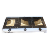 Triptych puzzle mirror in raw varnished metal