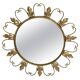 Miroir soleil doré milieu de siècle, métal et bois, Belgique, 1960