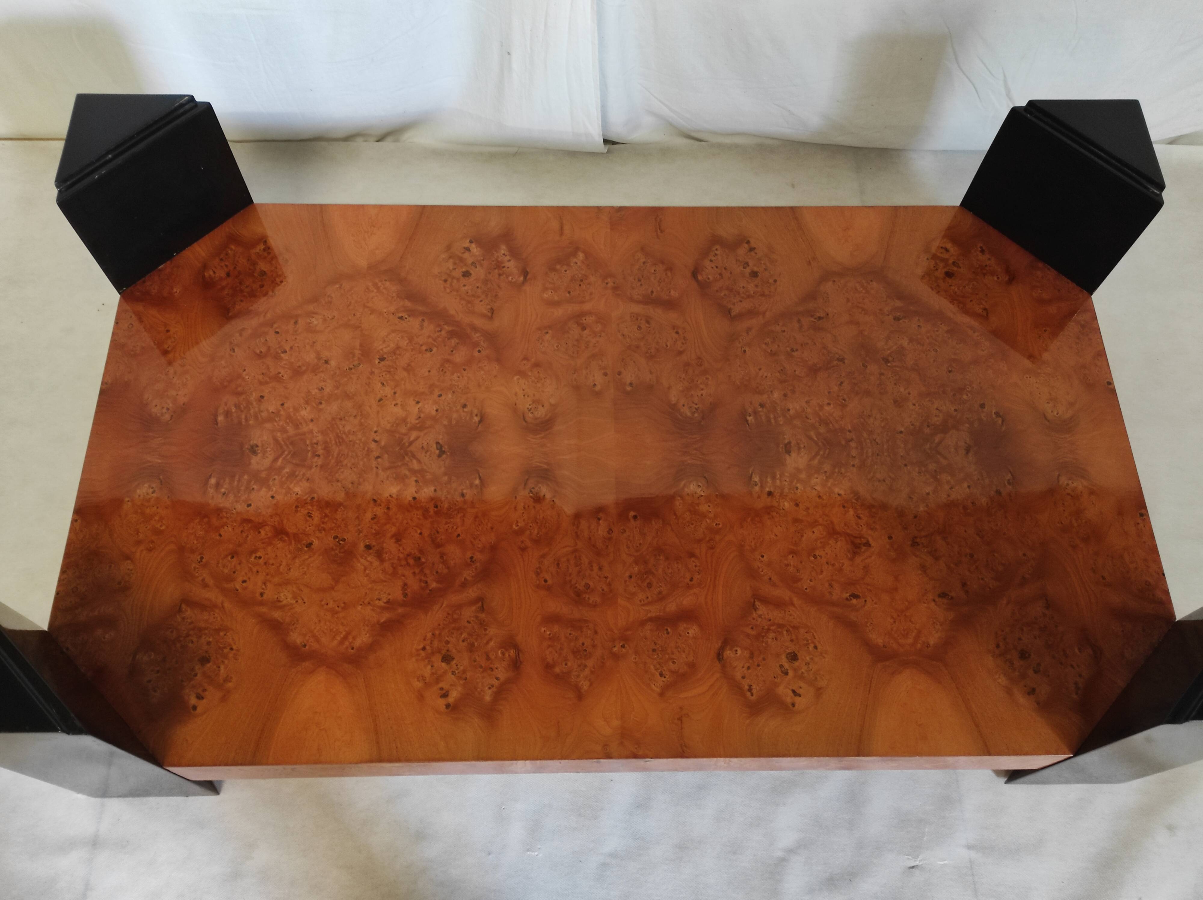 Elm magnifying glass low table circa 1980