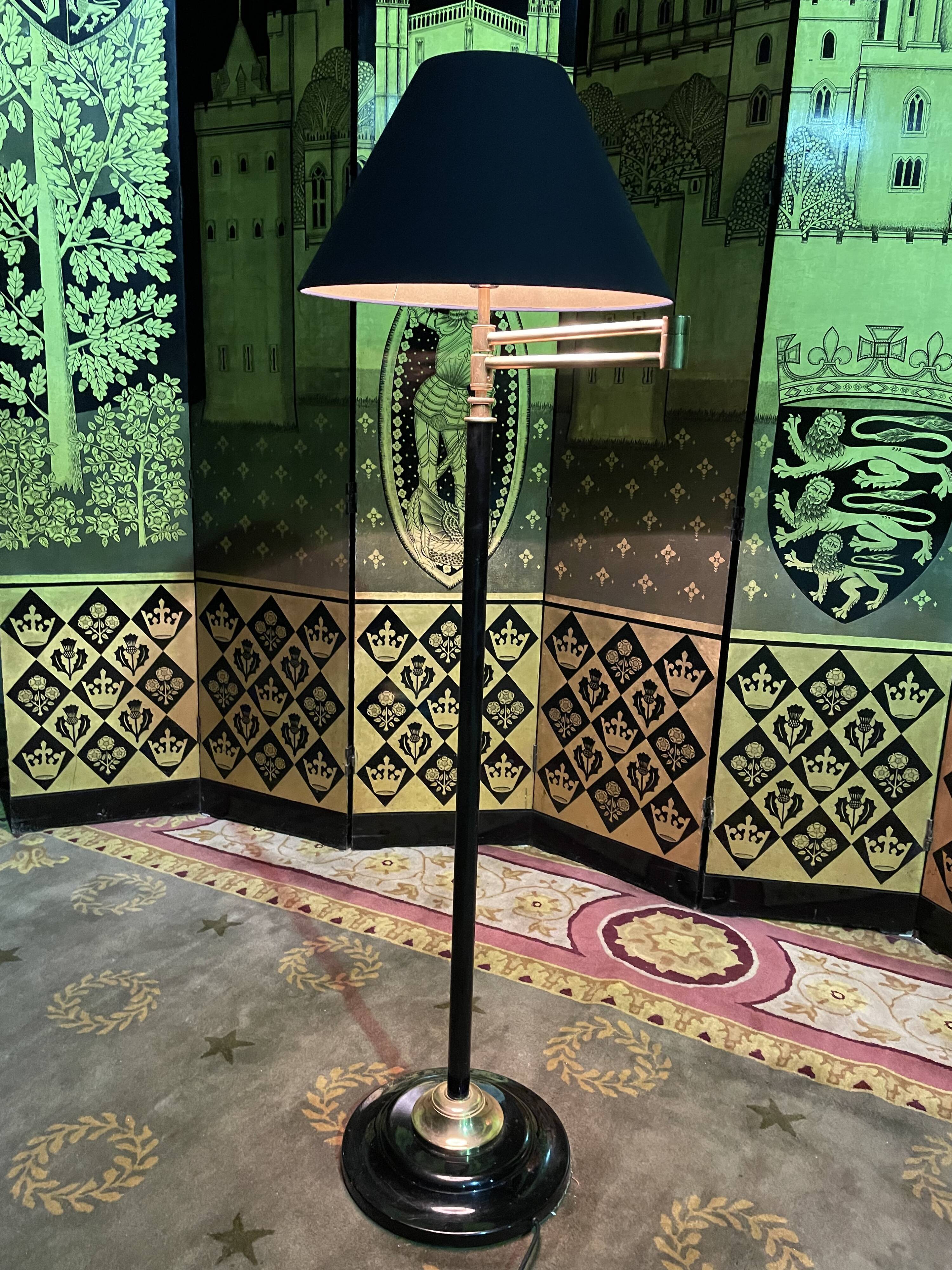 Floor lamp  brass and black iron