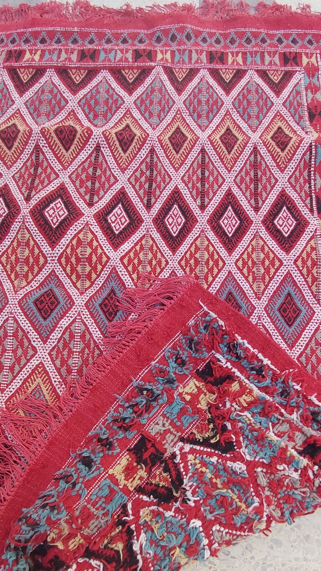 Traditional handmade red kilim rug 187-114cm