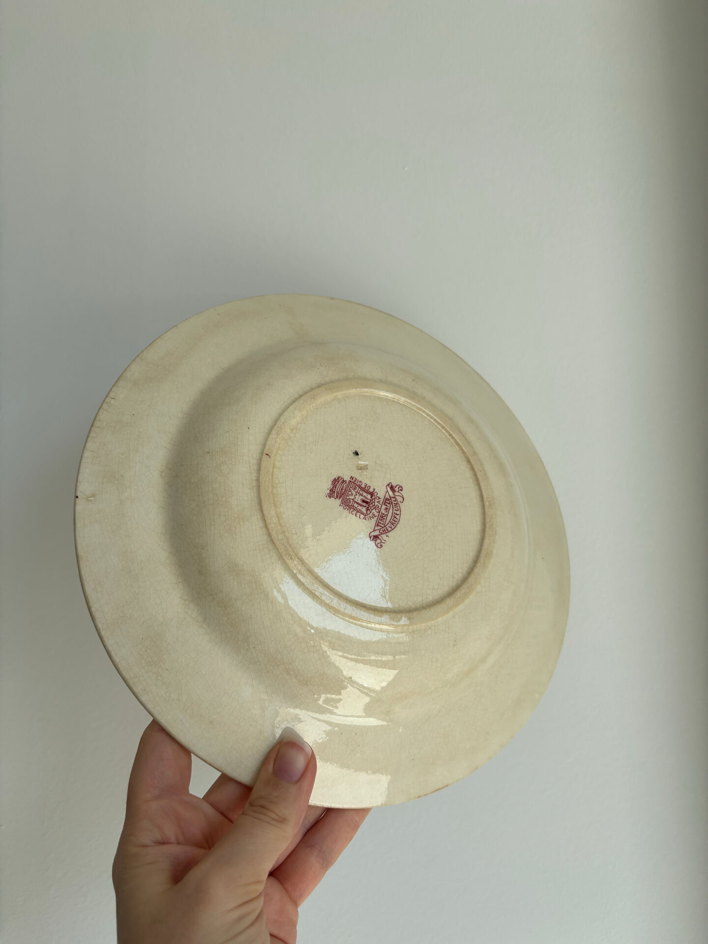 Hollow plate red ironstone honeysuckle pattern from Gien pottery