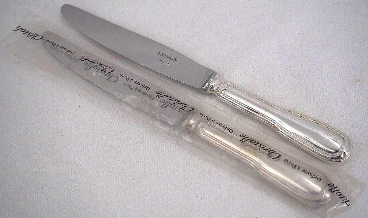 Christofle model Chinon, 10 table knives, of which 9 are intact under sealed blisters.