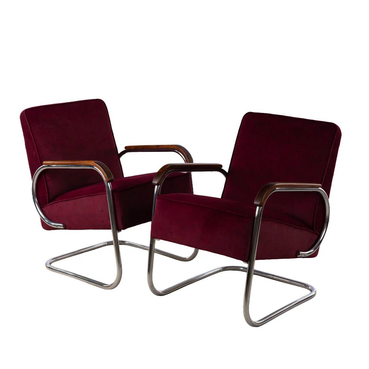 1930s Bauhaus Cantilever Armchair Model EK32, Pair of 2 by Gottwald
