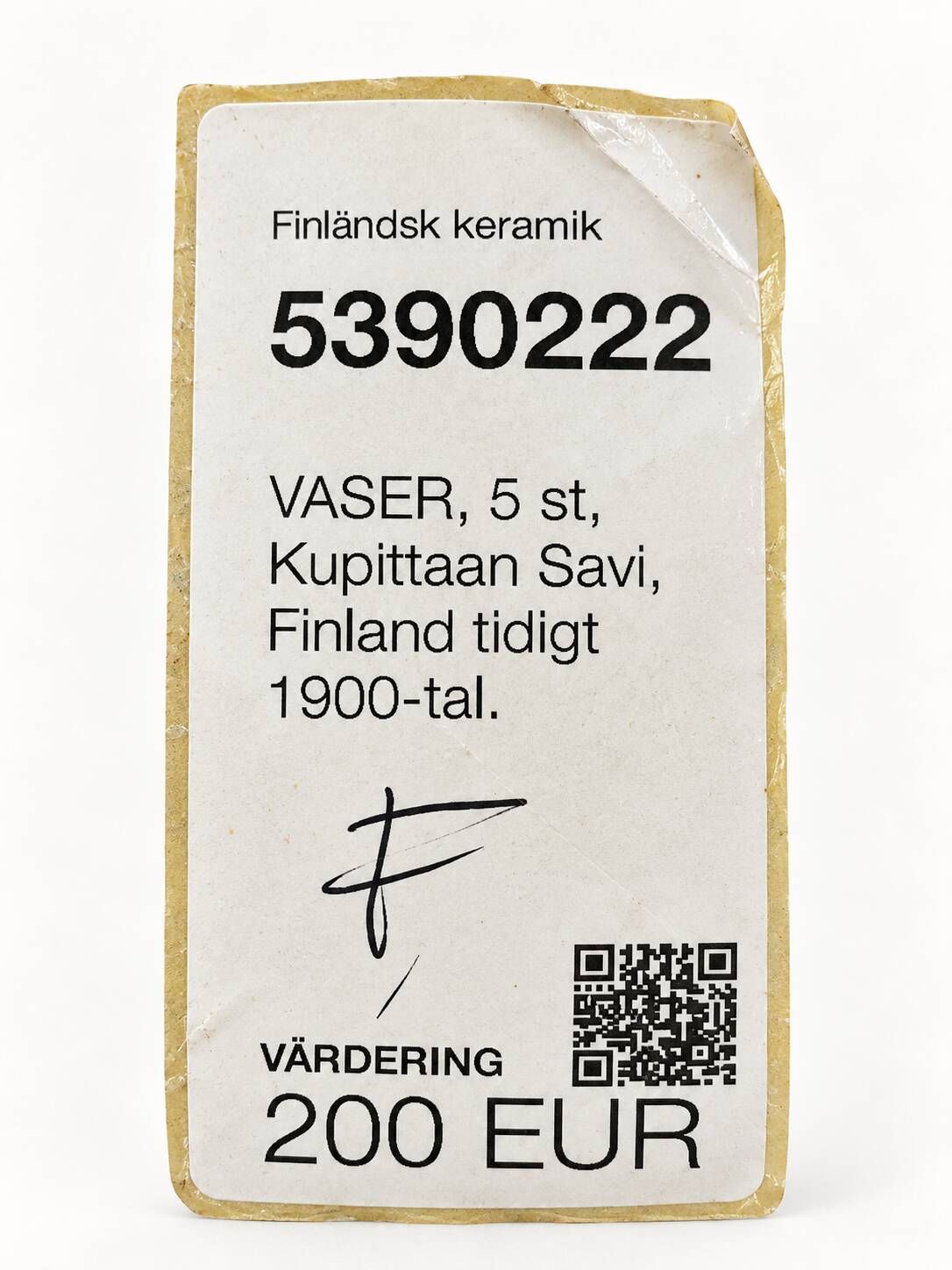Kupittaan Savi vase hand-painted, tulip pattern, Finland, 1940s–50s