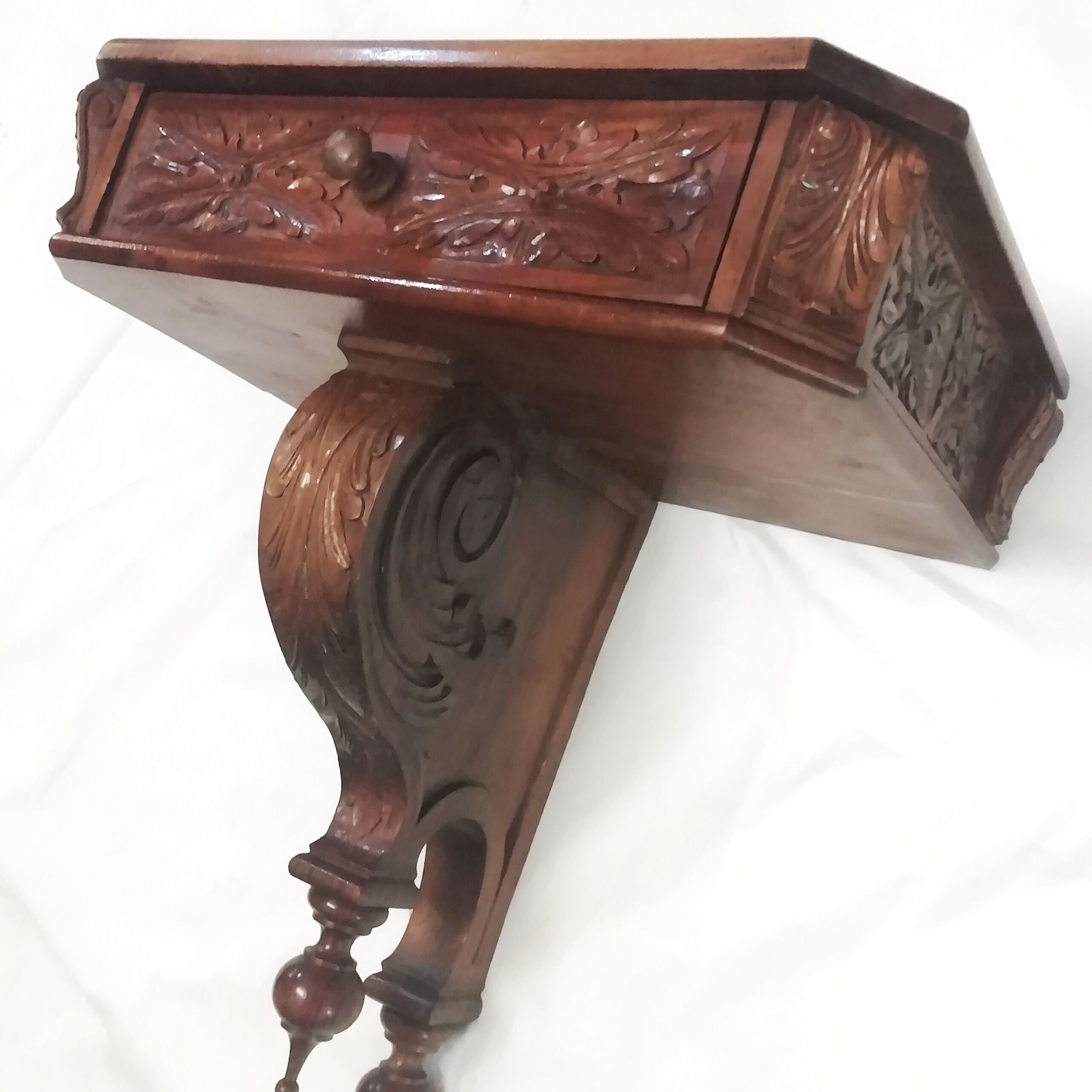 Carved wood side table. 1950s