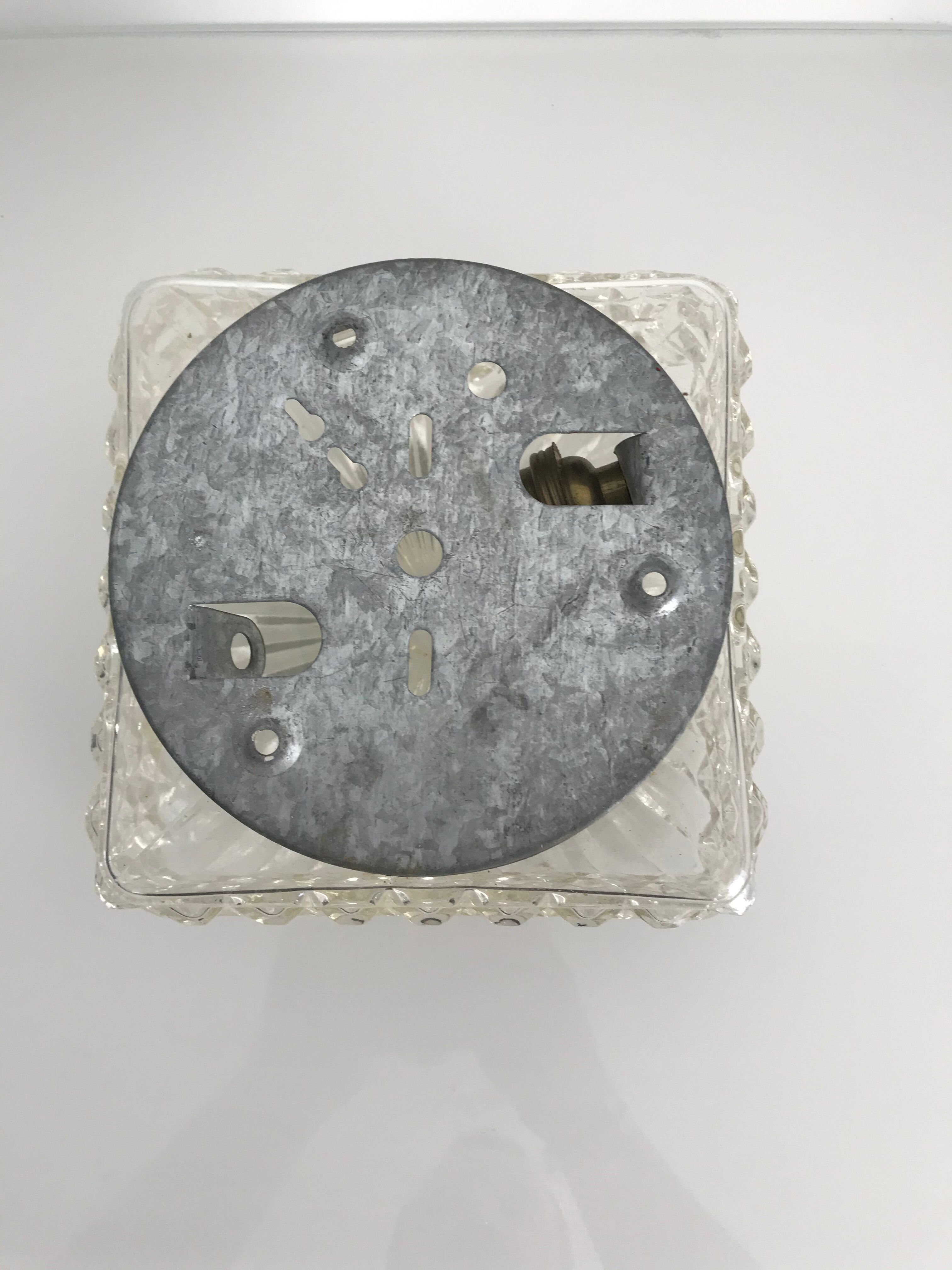 Square ceiling light in chiseled glass