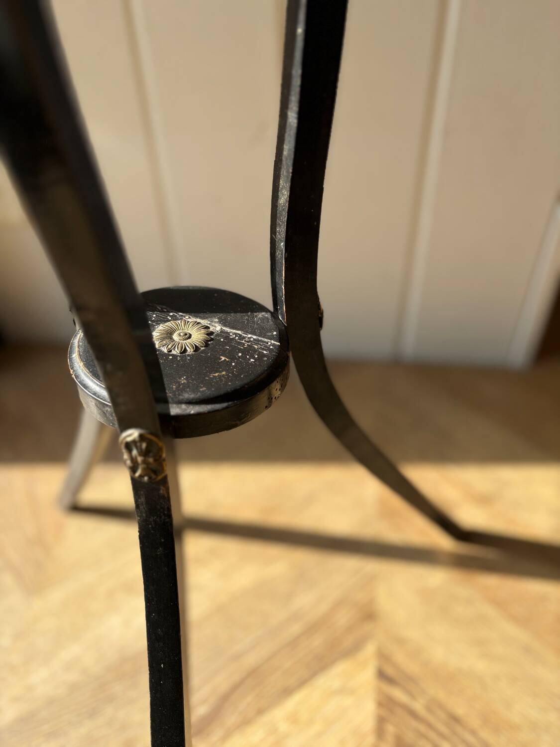 Napoleon III Empire period stool in blackened wood.