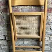 Foldable Italian chairs (set of 4) in beech and rattan 1980