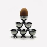 Six stainless steel egg cups