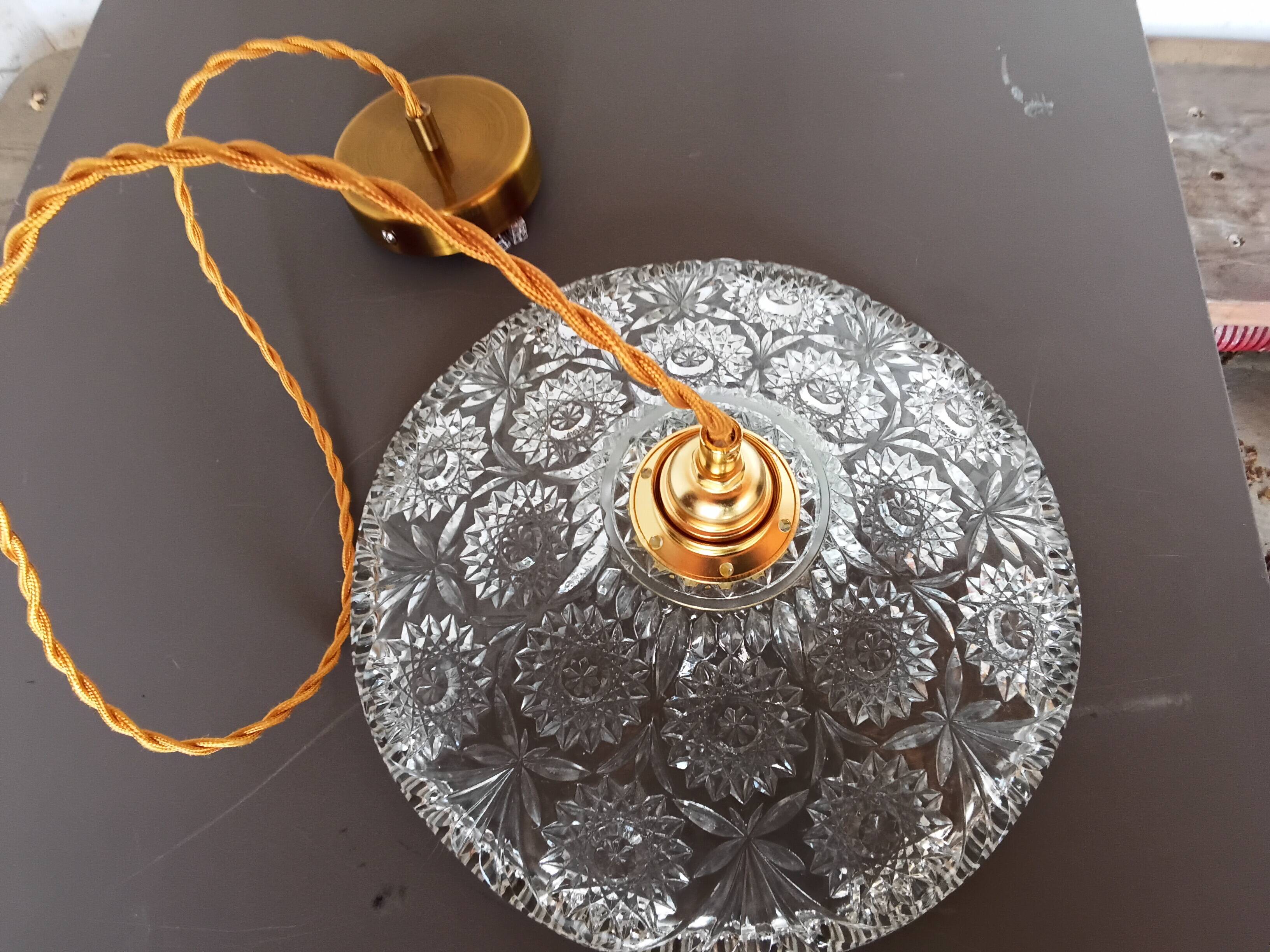 Vintage chiseled glass pendant light