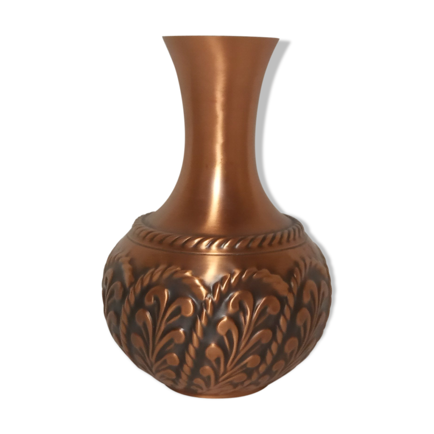 Sculpted copper vase