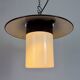 Industrial Grey Enamel Pendant Lamp with Milk Glass, 1960s