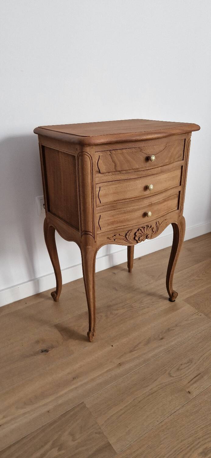 Louis XV style wooden bedside chest of drawers