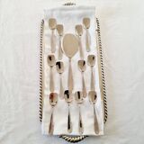 Box with 12 vintage spoons and spoon for serving ice cream in stainless steel