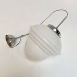 Opal glass ceiling lamp with cable from the 1960s