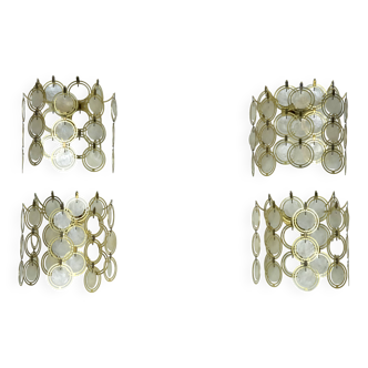 Set of four brass and mother-of-pearl sconces. Italy 1970s