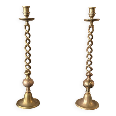 Paire de bougeoirs en bronze doré, XIXᵉ siècle