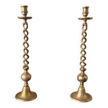 5 Pair of gilt bronze candlesticks, 19th century - 59 cm