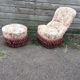 Armchair and pouf in Napoleon III style, Jean Roche