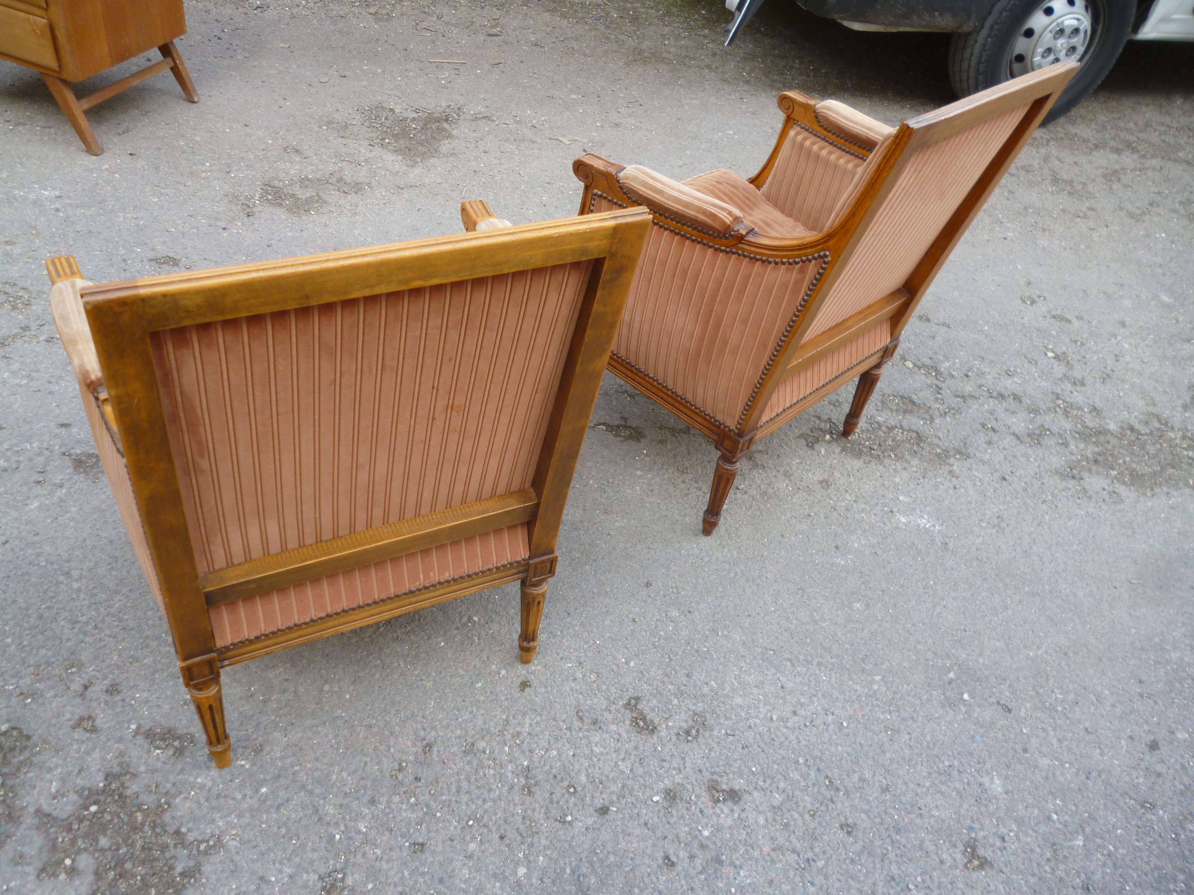 Pair of Louis XVI style armchairs