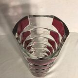 Old molded glass vase rose violet style art deco decoration vintage