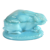 Vallerysthal boîte bonbonnière lapin lièvre pâques en opaline bleu 1900