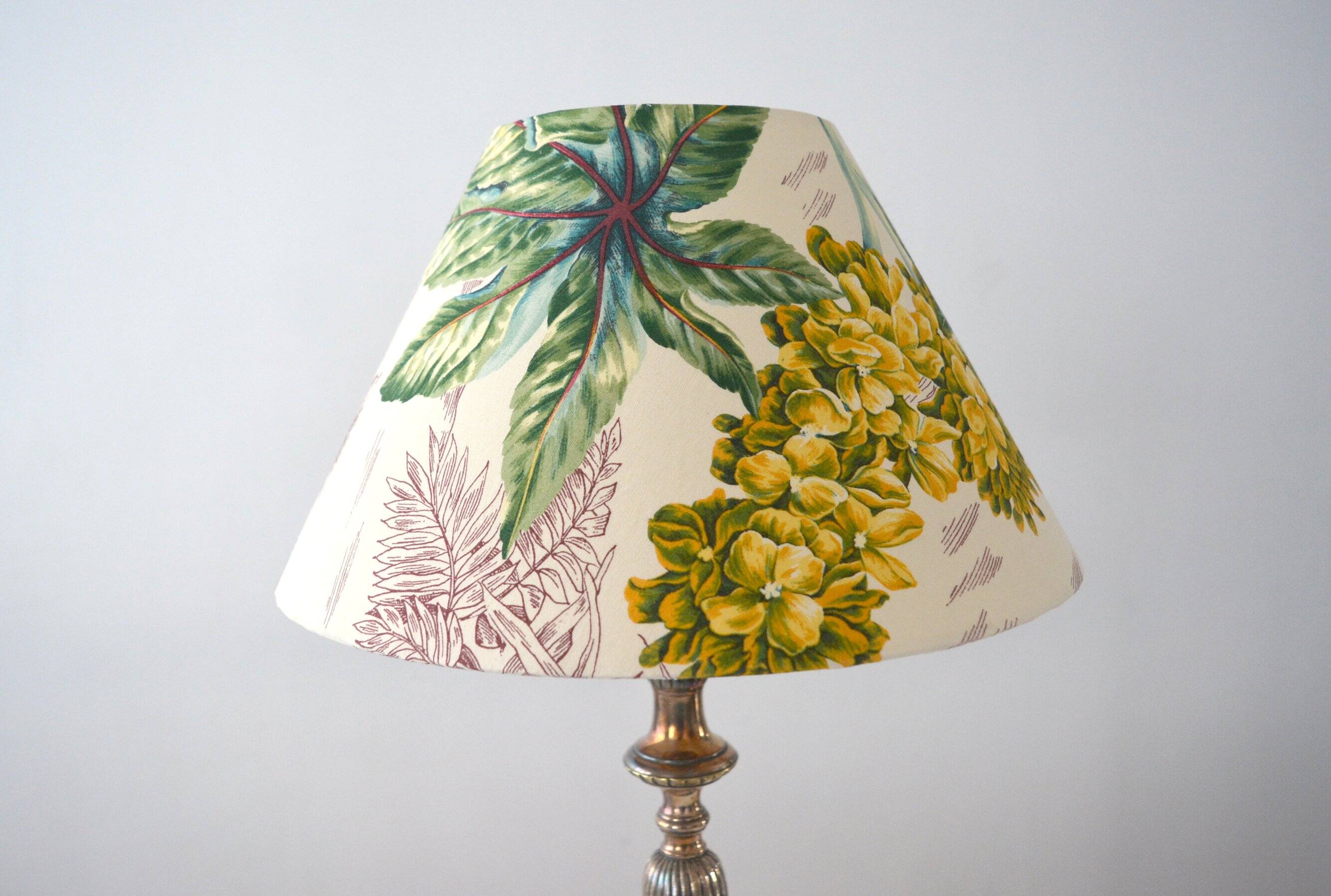 Lampshade, botanical vintage Jouy canvas, flowers