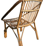 Set of 3 rattan armchairs from the 1960s, France.