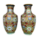 Pair of Chinese bronze vases decorated with cloisonné enamel.